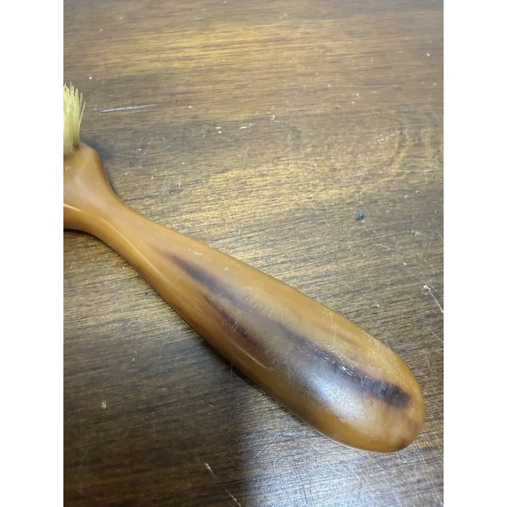 Vintage Avon Flair Hair Brush Brown Faux Tortoiseshell Woodgrain Lucite 1970s
